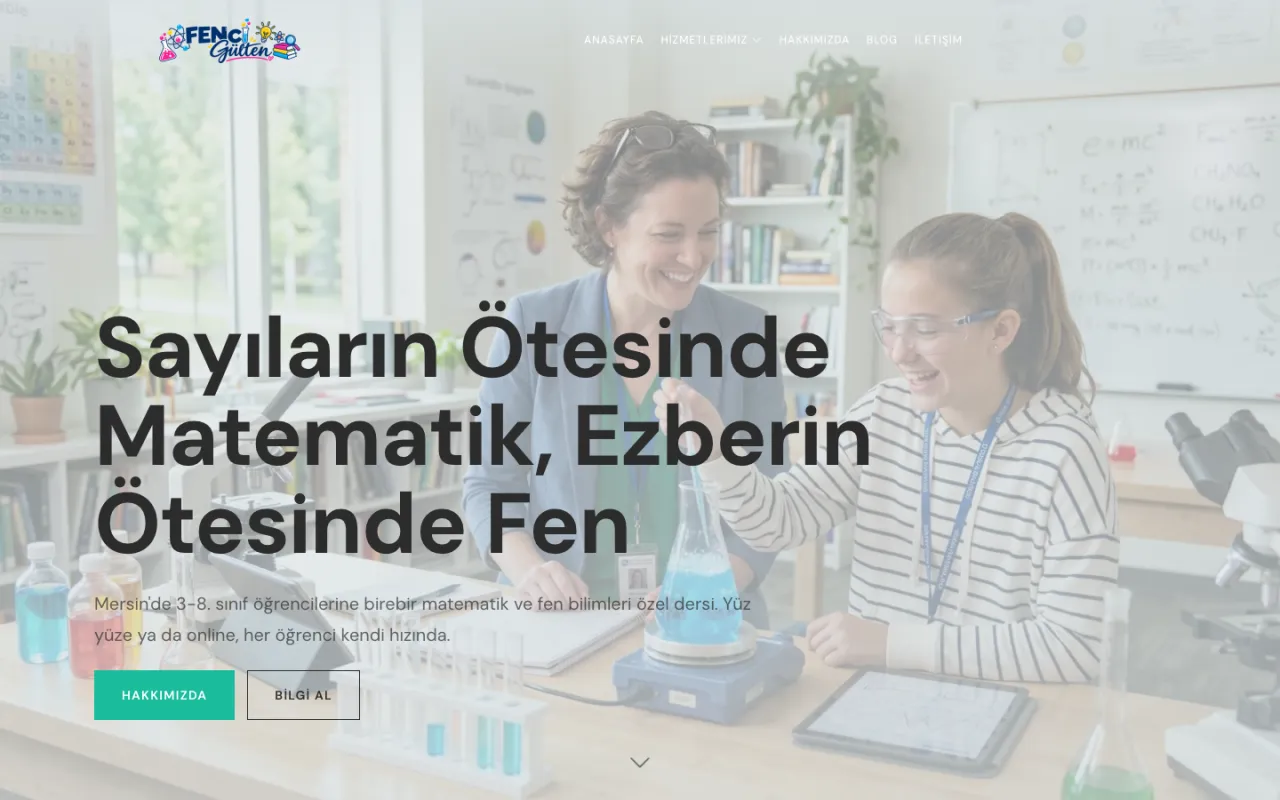Fenci Gülten özel ders web sitesi ana sayfası