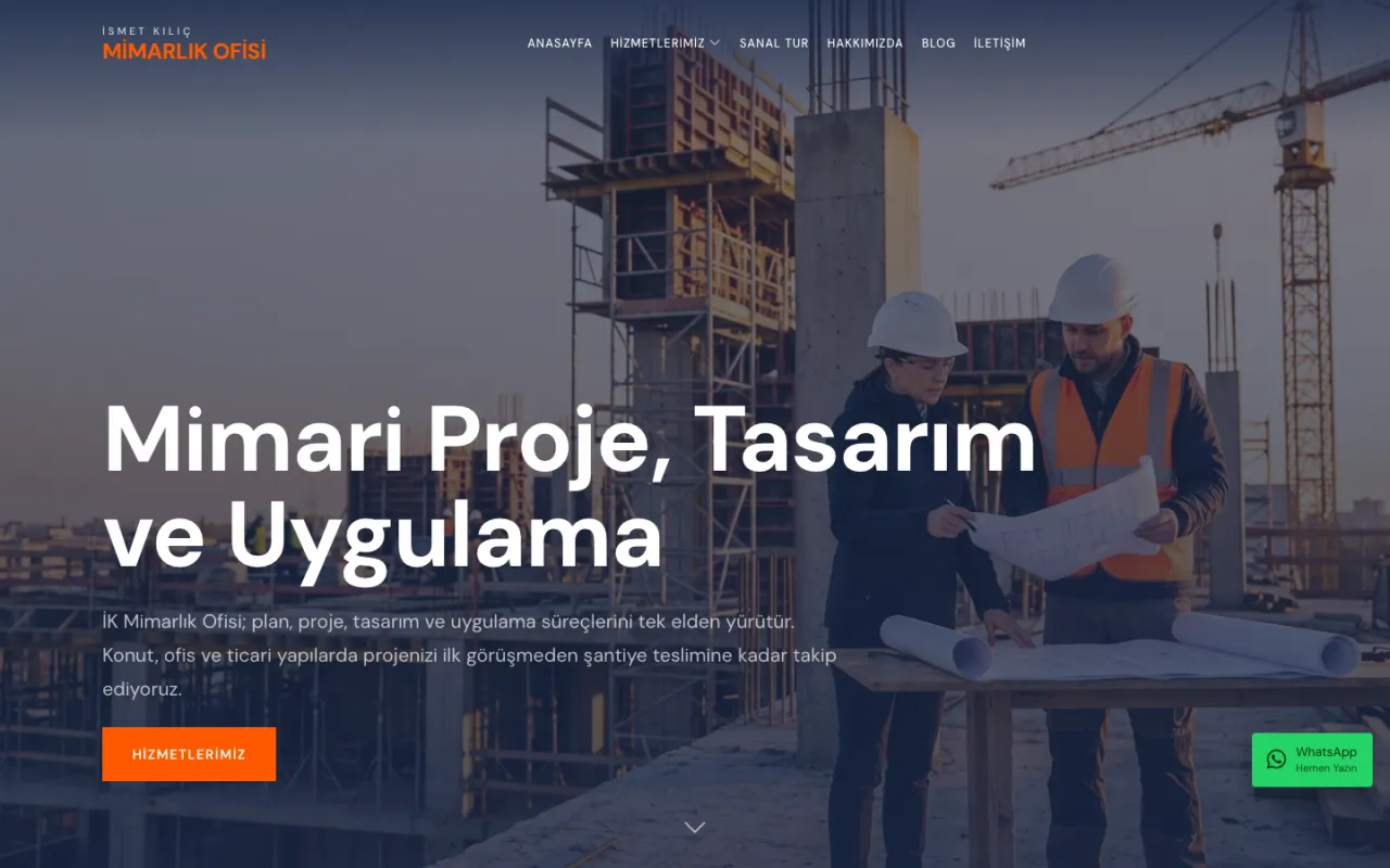 İK Mimarlık Ofisi web sitesi ana sayfası